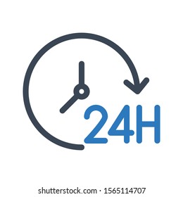 24hours vector glyph colour icon 