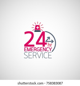 24hr Emergency Service Logo. Vector Illustration.
