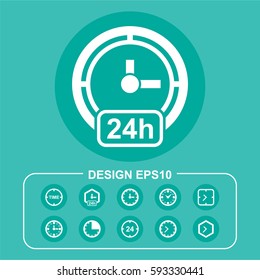 24hr icon stock vector illustration. Flat design.