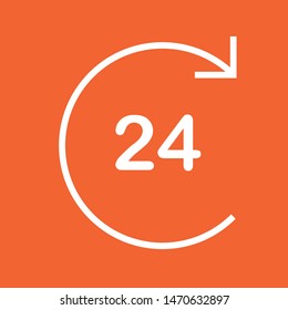 24hr service, thin lines web and social media icon, stock vector illustration, EPS10.