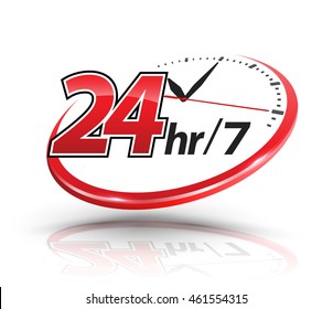 24hr services with clock scale logo. Vector illustration.