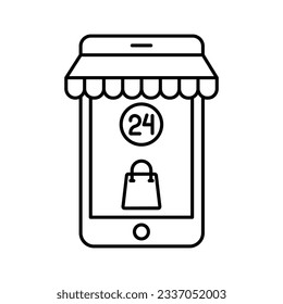Icono de vector de contorno de compra de 24 horas que puede editar o modificar fácilmente

