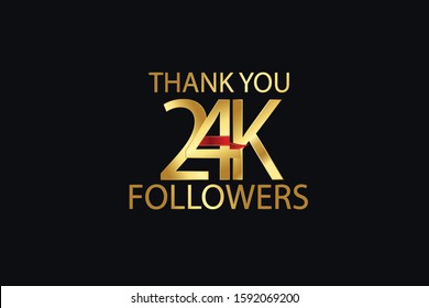 24k, 24.000 Followers celebration logotype. anniversary logo with golden and Spark light white color isolated on back background for social media - Vector