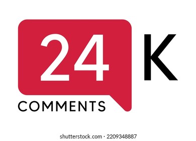 24K Comment banner template Vector illustration. Social Media Text. Amazing red color symbol on a white background