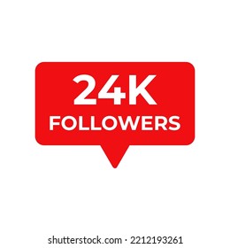 24k seguidores vector rojo, icono, sello, logotipo, ilustración