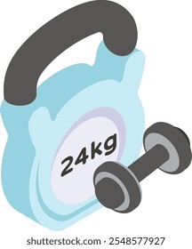 24kg Kettlebell com conceito de haltere pequeno melhorando a força de aperto ícone vetor design, símbolo de bem-estar de fitness, levantamento de peso de treino de treino de pessoal equipamento de treinamento ilustração de stock