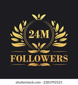 24M Followers celebration design. Luxurious 24M Followers logo for social media followers svg