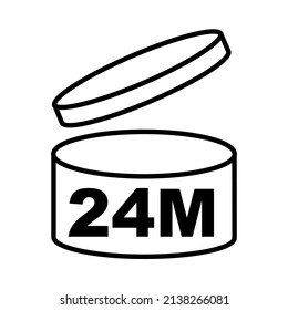 24m period after opening pao icon sign flat style design vector illustration isolated white background. 24 month day expiration period for cosmetic packaging line art symbol. svg