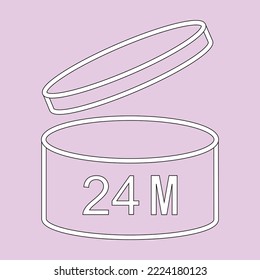 24m period after opening pao icon sign flat style design vector illustration isolated white background. 24 month day expiration period for cosmetic packaging line art symbol. svg