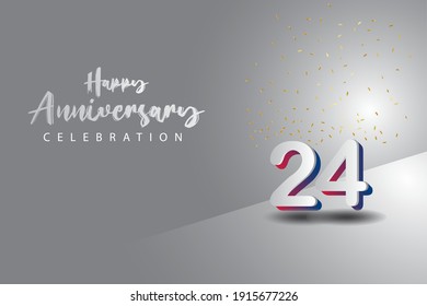 24th anniversary background with 3D number illustration