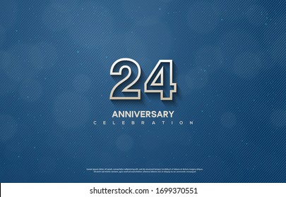 24th anniversary background with illustrations of figures and writing below on a dark blue background.
