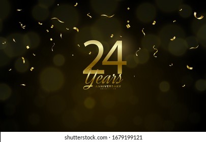 24th anniversary background with illustrations of golden figures of light effects and the writing below.