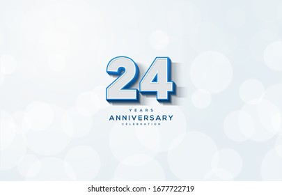 24th anniversary background with illustrations of white backgrounds and blue numbers.