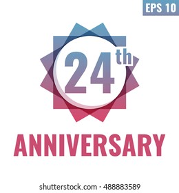24th Anniversary celebration. Flat vector icon, logo design illustration on white background. Can be used for business company or for wedding agency.
