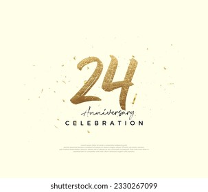 24th anniversary celebration, with gold glitter numbers. Premium vector background for greeting and celebration.