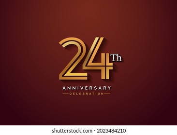 24th anniversary celebration logotype with linked number gold and silver color isolated on elegant color. vector anniversary for celebration, invitation card, and greeting card