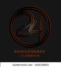 24th Anniversary with elegant black line motifs in circles, anniversary template design for web ,Creative poster, booklet, leaflet, flyer, magazine, invitation card