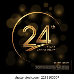 24. Jubiläum Logo-Design mit Doppelzeilenzahlen. Goldene Jubiläumsvorlage. Vorlage für Vektorgrafiken-Logo