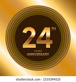 Logotipo del 24º Aniversario. Diseño de planilla de celebración del aniversario para folletos, folletos, revistas, afiches de folletos, banner, web, invitación o tarjeta de saludo. Ilustraciones vectoriales.