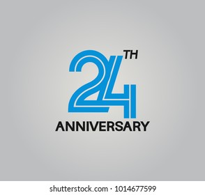 24th anniversary logotype with multiple line style blue color isolated on white background for celebration