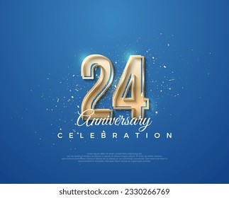 24th anniversary with a luxurious design between gold and blue. Premium vector for poster, banner, celebration greeting.