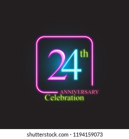 24th anniversary number neon text