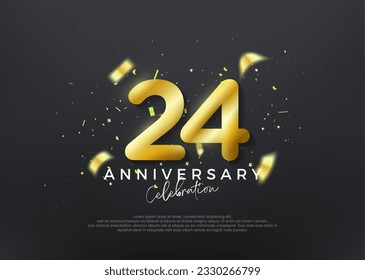 24th anniversary numbers. gold luxury vector background premium. Premium vector for poster, banner, celebration greeting.