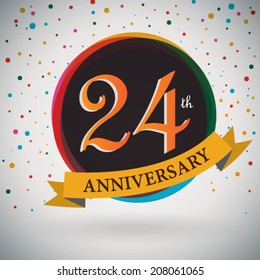 24th Anniversary poster / template design in retro style - Vector Background