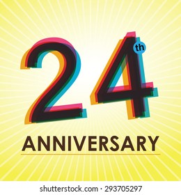 24th Anniversary poster / template design in retro style - Vector Background