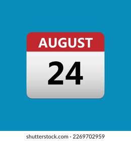 24th August calendar icon. August 24 calendar Date Month icon. Isolated on blue background