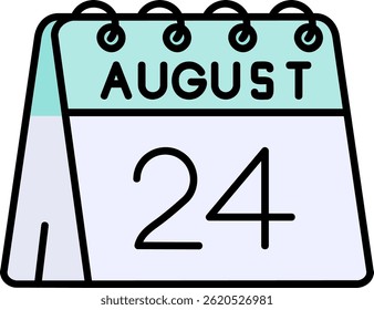 24th of August Line vector Icon Design