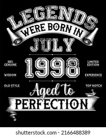 24th Birthday Vintage Legends Were Born In July 1998 24 Years Old