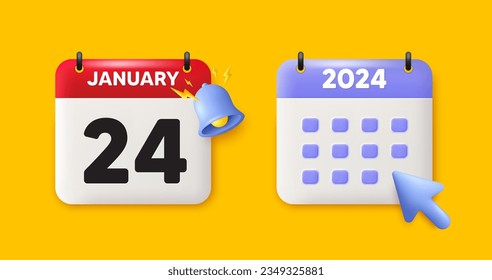 24th day of the month icon. Calendar date 3d icon. Event schedule date. Meeting appointment time. 24th day of January month. Calendar event reminder date. Vector