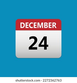 24th December calendar icon. December 24 calendar Date Month icon. Isolated on blue background