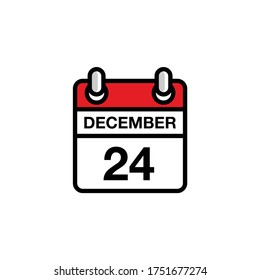 24th of December flat day of the month calendar icon. Date and time schedule concept. Vector illustration design