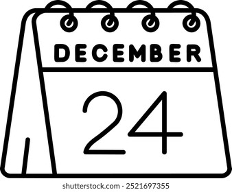 24th of December Line vector Icon Design