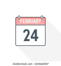 24th February calendar icon. February 24 calendar Date Month icon vector illustrator