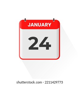 24th January calendar icon. January 24 calendar Date Month icon vector illustrator