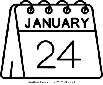 24 de Enero Línea Vector Icon Design