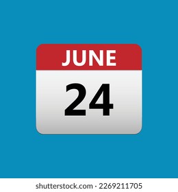icono del calendario 24 de junio. Icono de fecha mes 24 de junio