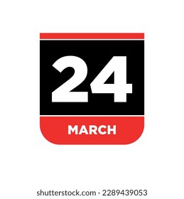 24th March Calendar vector icon. 24 March typography.