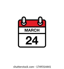 24 de febrero fecha del calendario del icono plano, hora, día, calendario del mes. Diseño de ilustración de vector