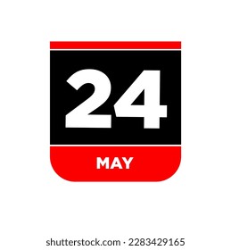 24th May calendar vector icon. 24 may typography.