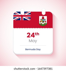 24th May, Happy Bermuda Day. Creative country independence day calendar concept vector illustration.