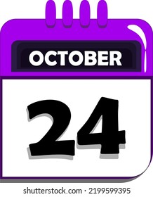 24. Oktober. Kalender mit Datum Nummer vierundzwanzig, vierundzwanzigster Oktober, Monat Oktober