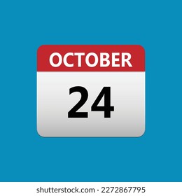 24th October calendar icon. October 24 calendar Date Month icon. Isolated on blue background