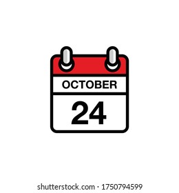 24 de octubre día plano del icono del calendario del mes. Concepto de fecha y hora. Diseño de ilustración de vector