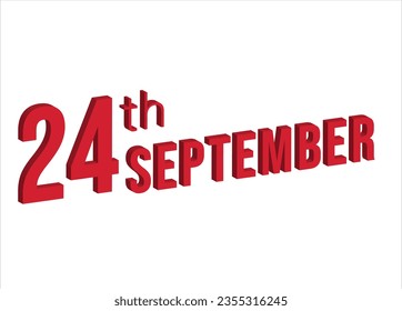 24th september , Daily calendar time and date schedule symbol. Modern design, 3d rendering. White background.