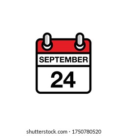 24th of September flat day of the month calendar icon. Date and time schedule concept. Vector illustration design