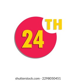 24th  twenty fourth Ordinal number in the circle, counting anniversary typography letter icon vector symbol logo illustration line editable stroke flat design style isolated on white